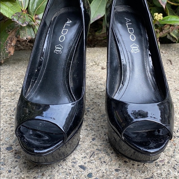 Aldo genuine leather open toe chunky heels patent - Picture 7 of 8